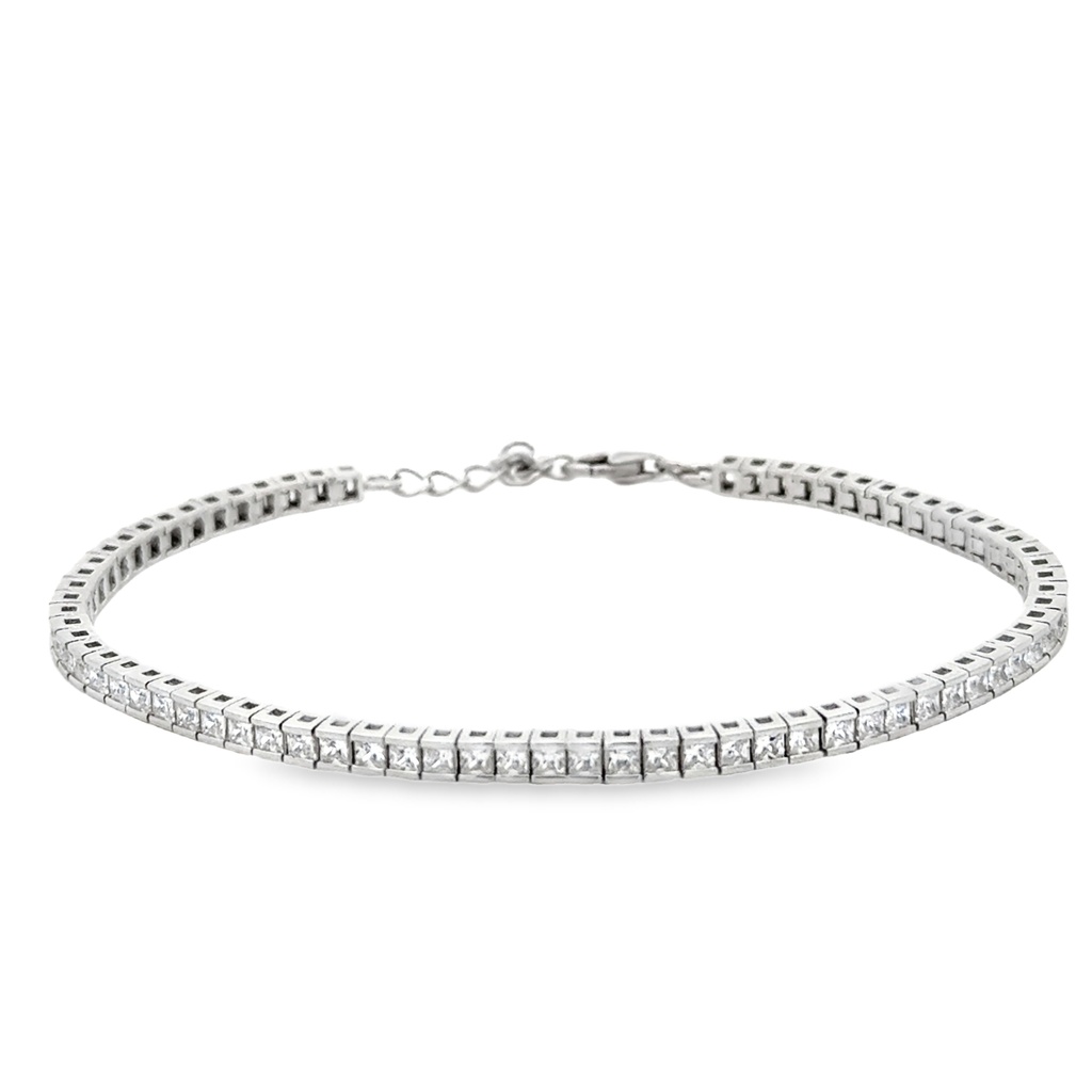 Stříbrný náramek se zirkony 18+2cm